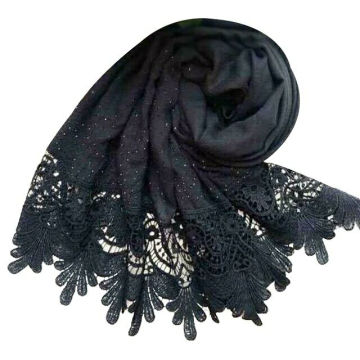 Grânulos de marca de luxo xale de algodão viscose muçulmano lenço de pedra bordas pérolas rendas planície pérola cachecol hijab
